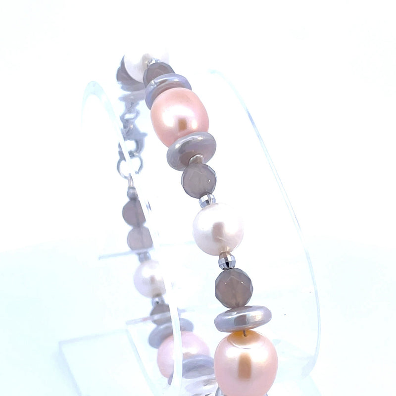 Multicolor Freshwater Crystal and Pearl Bracelet