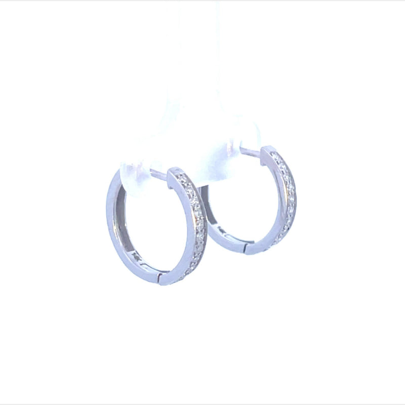 14K White Gold 1/4CT. Diamond Hoop Earrings