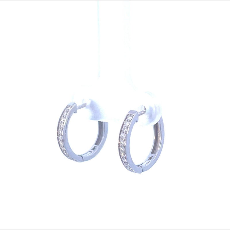 14K White Gold 1/4CT. Diamond Hoop Earrings