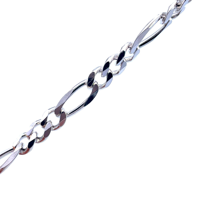 Sterling Silver 22" Pave Figaro Chain