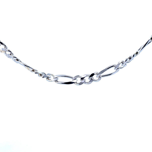 Sterling Silver 22" Pave Figaro Chain