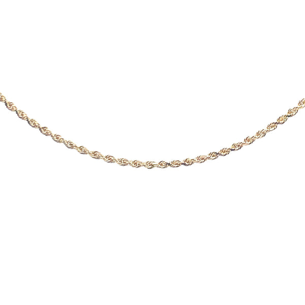 14K Yellow Gold 22" Solid 3MM Diamond-Cut Rope Chain