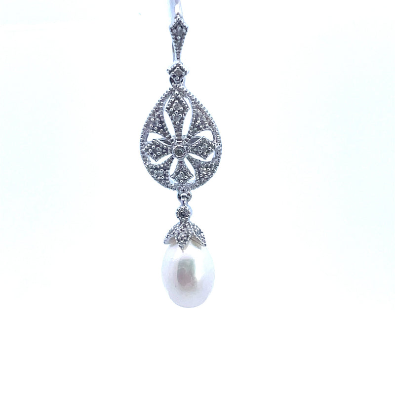 Sterling Silver Vintage-Inspired Pearl Drop Earrings