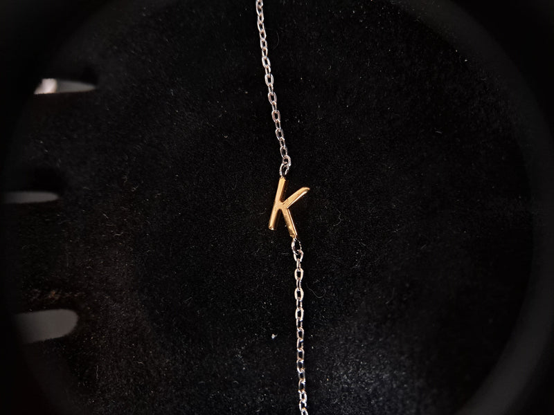 Sterling Silver & Gold Plated "K" Initial Anklet