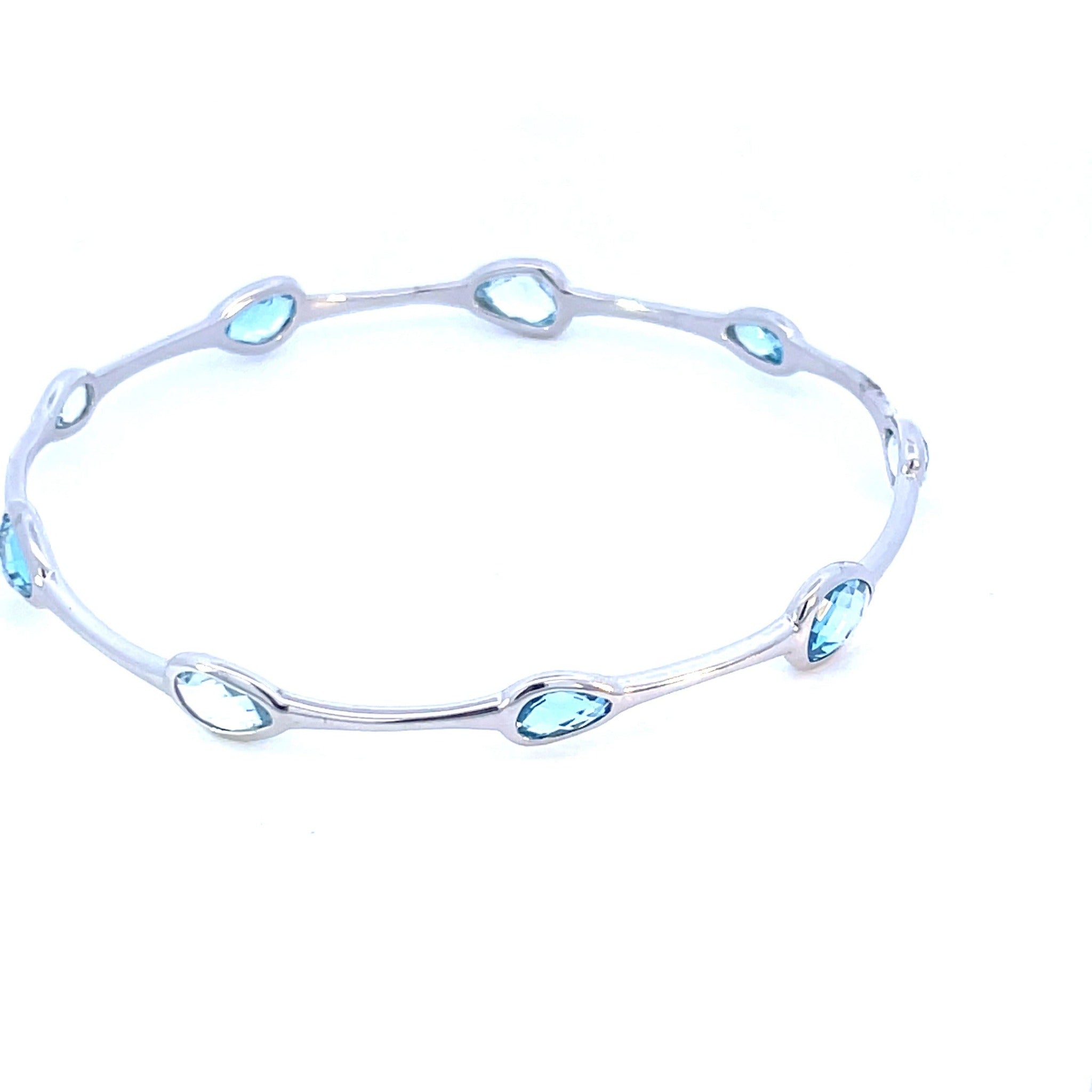 Sterling Silver Sea Glass Inspired Blue Topaz Station Bangle