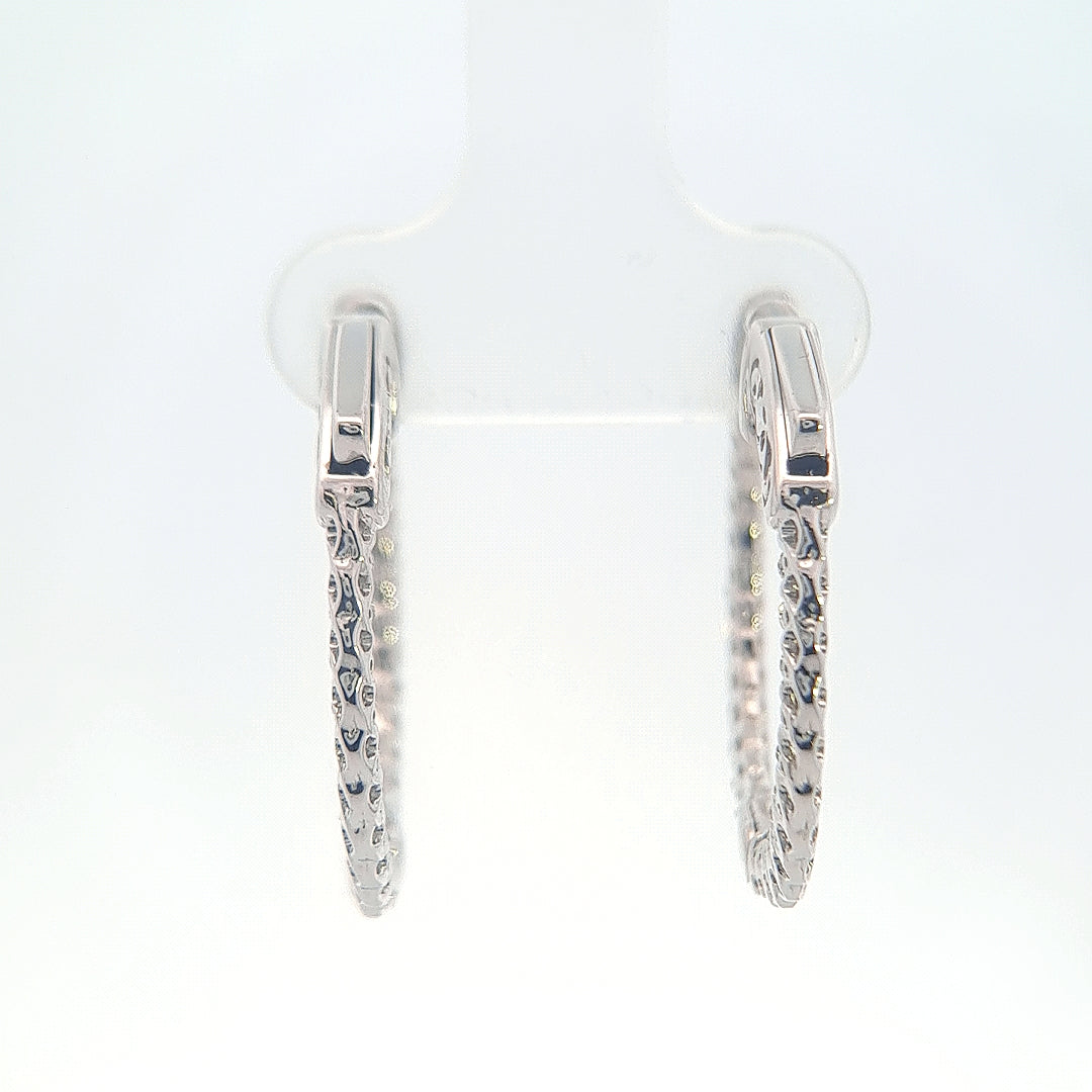 14K White Gold 1CT. Inside-Out Diamond Hoops