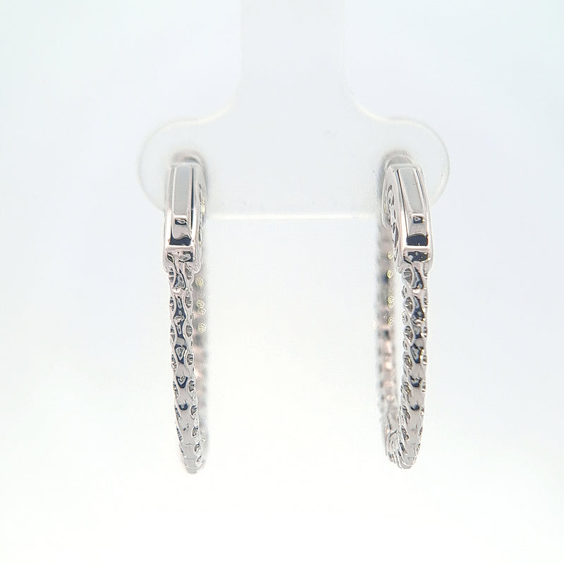 14K White Gold 1CT. Inside-Out Diamond Hoops