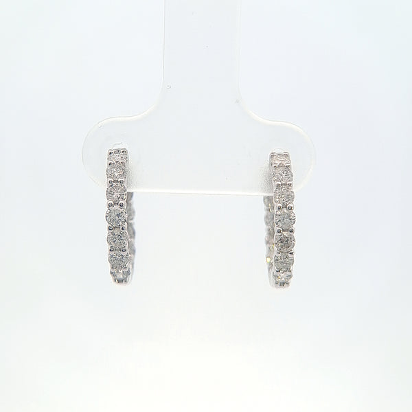 10K White Gold 1CT. Inside-Out Diamond Hoops