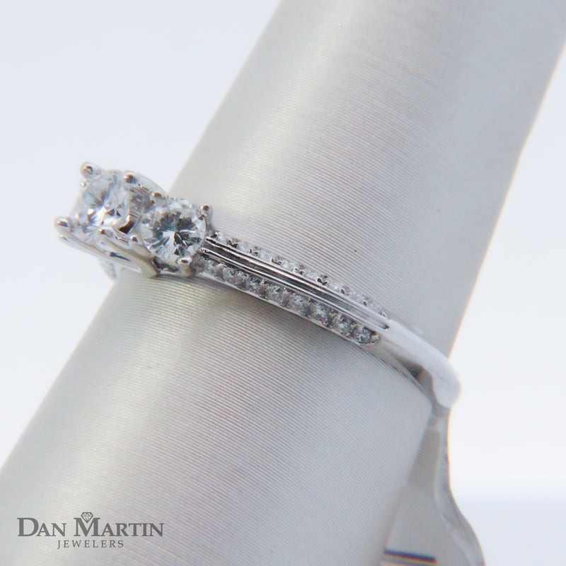 14K White Gold "CLAIRE" 3/4CT. Three-Stone Diamond Engagement Ring