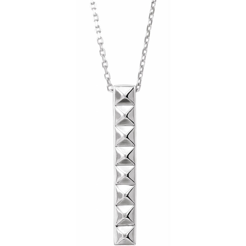 14K White Gold 24" Pyramid Bar Necklace