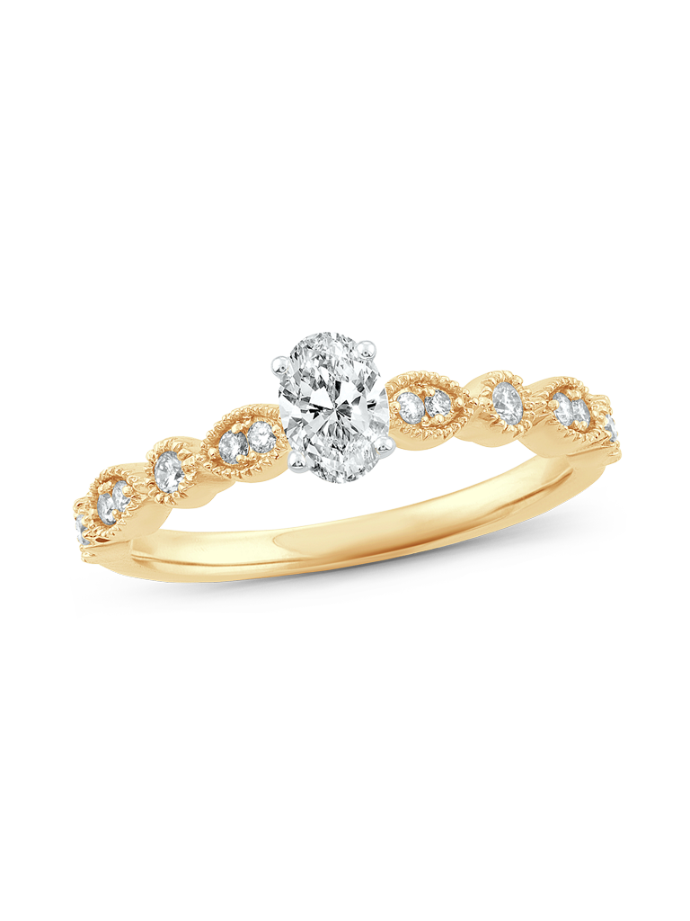 14K Yellow Gold "JULIETTE" 1/2CT. Diamond Vintage Aesthetic Engagement Ring