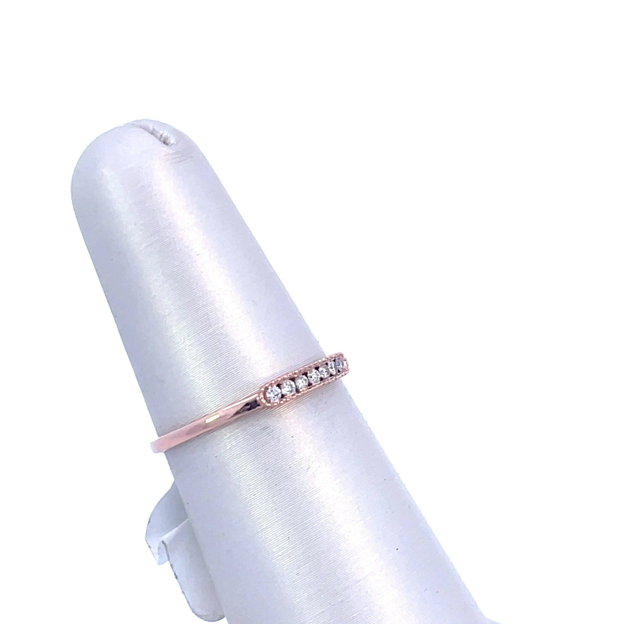 14K Rose Gold 1/10CT. Bar-Set Milgrain Diamond Band