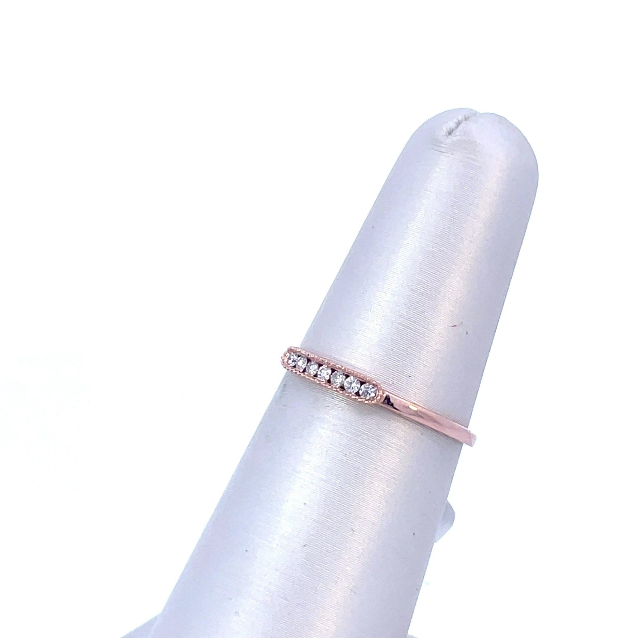 14K Rose Gold 1/10CT. Bar-Set Milgrain Diamond Band