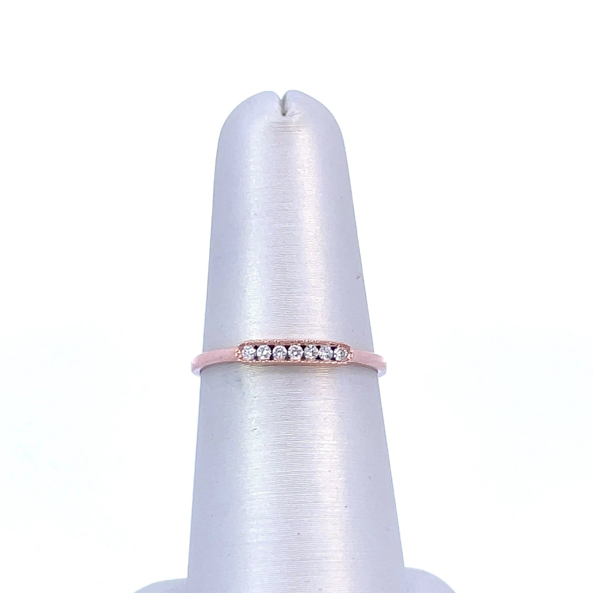 14K Rose Gold 1/10CT. Bar-Set Milgrain Diamond Band