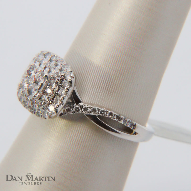 10K White Gold "STEPHANIE" 5/8CT. Princess-Set Diamond Quad Engagement Ring