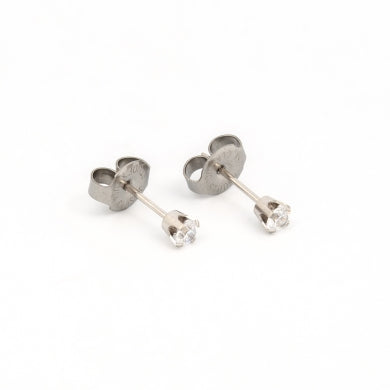 14K White Gold 3MM Cubic Zirconia Piercing Studs