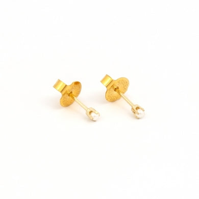 14K Yellow Gold 2MM White Pearl Baby Piercing Studs