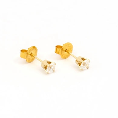 14K Yellow Gold 5MM Cubic Zirconia Piercing Studs