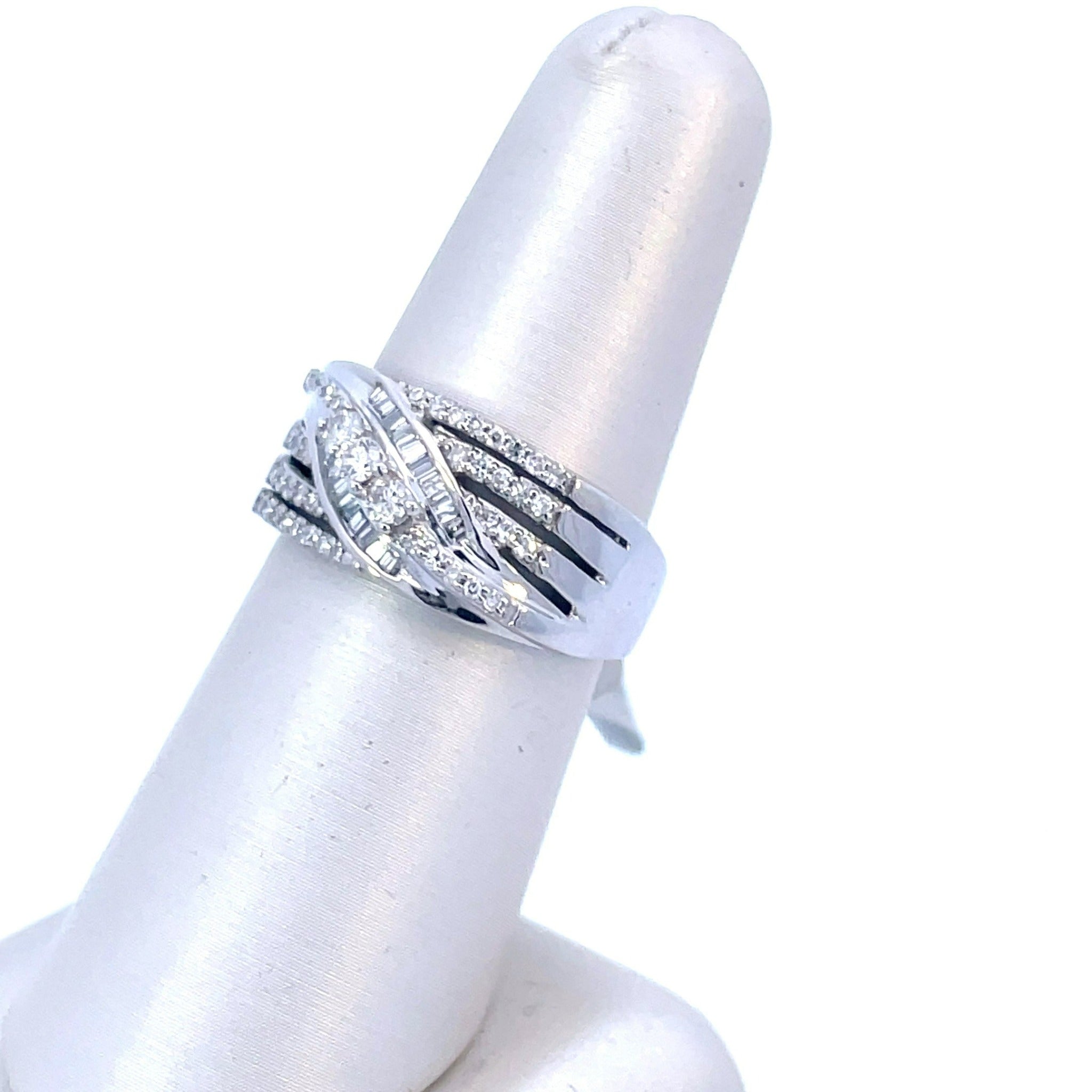 14K White Gold 1/2CT. Diamond Bypass Cocktail Ring