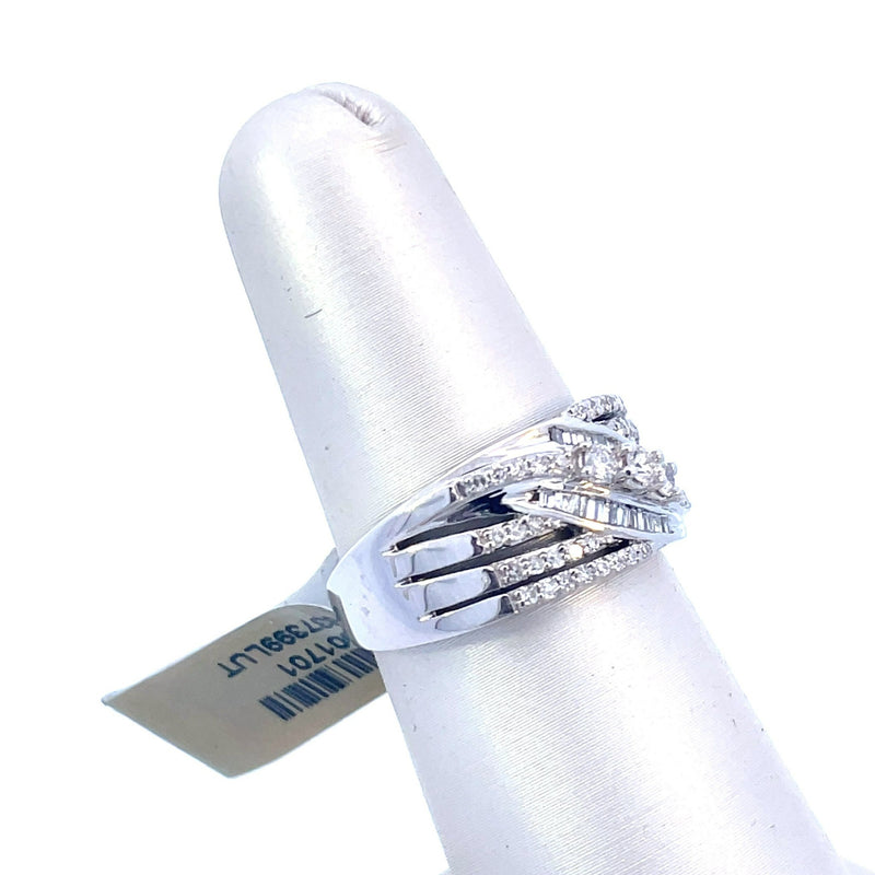 14K White Gold 1/2CT. Diamond Bypass Cocktail Ring