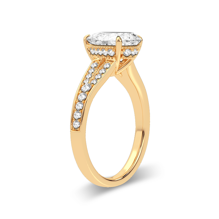 10K Yellow Gold 1CTW. Pear Lab-Grown Diamond Split Shank Engagement Ring