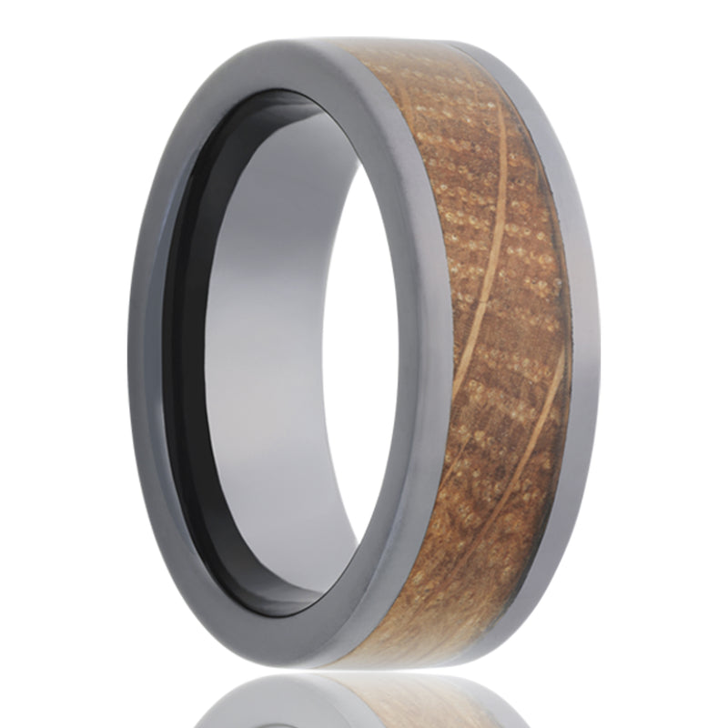 8MM Men's Ceramic Band with Whiskey Barrel Inlay