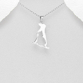 CARA Sterling Silver Cat and Dog Pendant Necklace