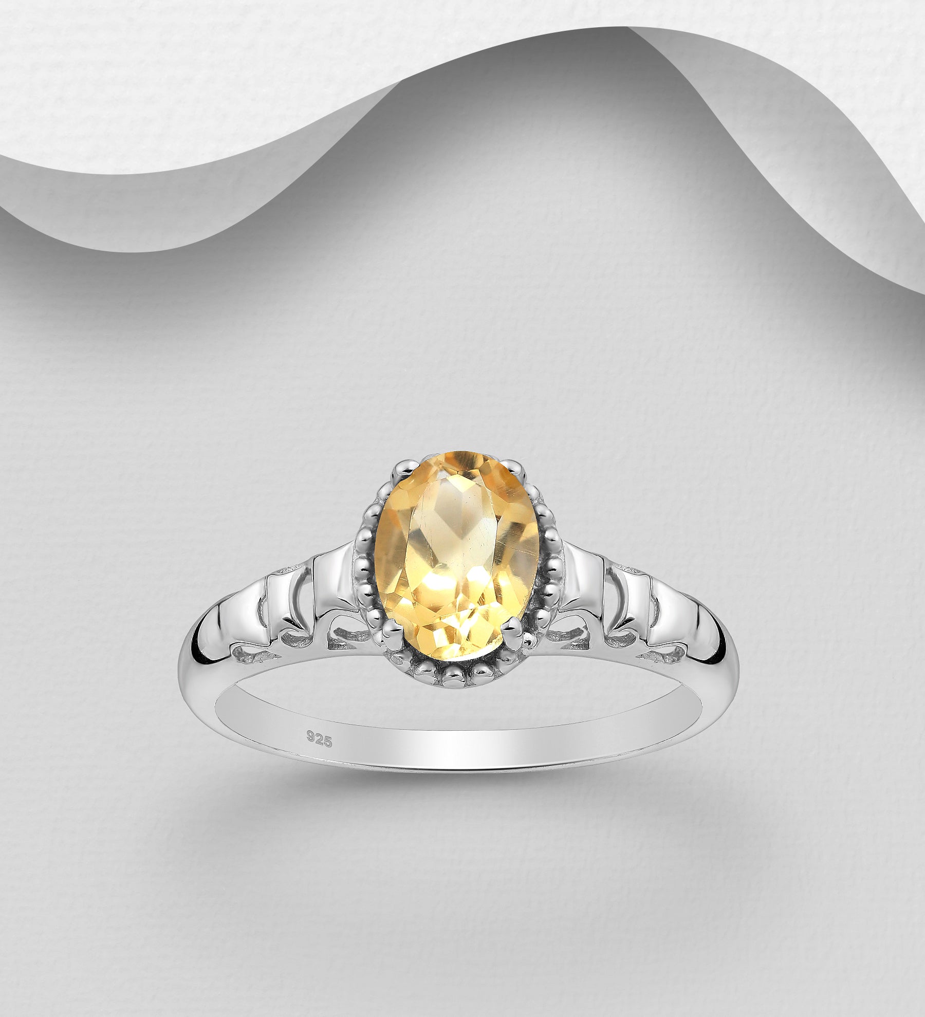 Sterling Silver Citrine Solitaire Ring