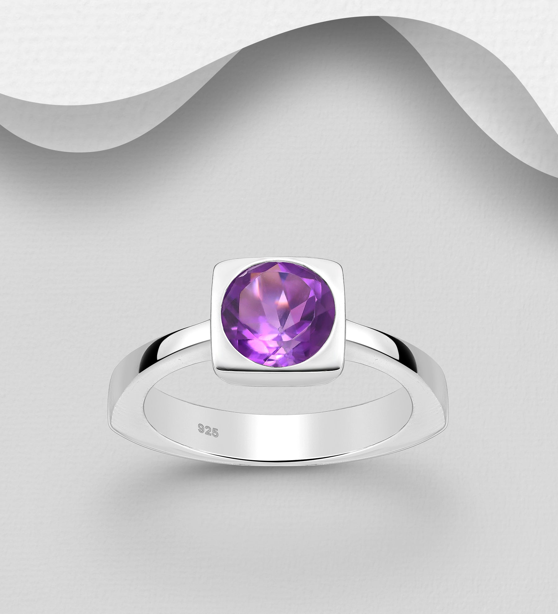 Sterling Silver Amethyst Solitaire Ring