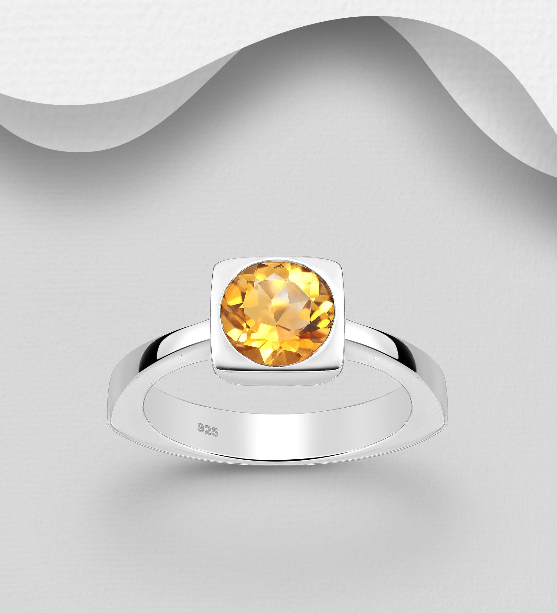 925 Sterling Silver Citrine Solitaire Ring