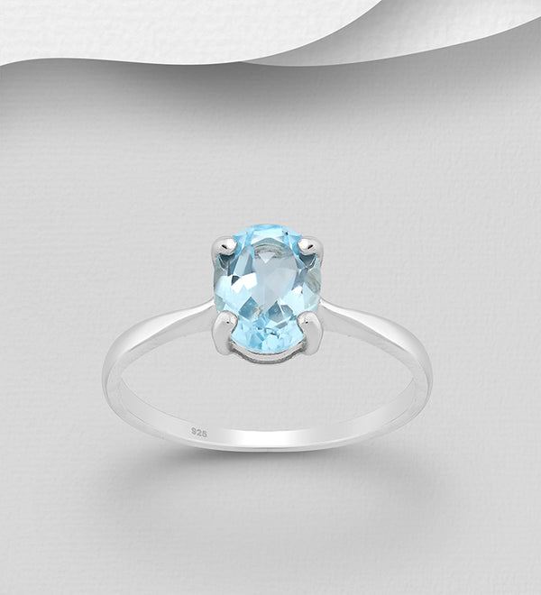 Sterling Silver Sky Blue Topaz Solitaire Ring