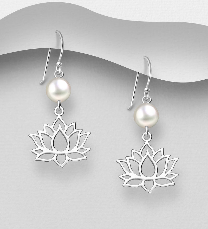 Lotus and Pearl Earrings
