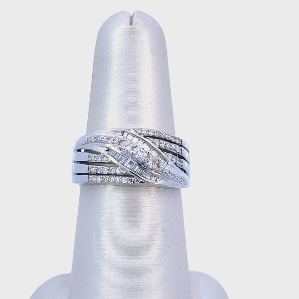 14K White Gold 1/2CT. Diamond Bypass Cocktail Ring