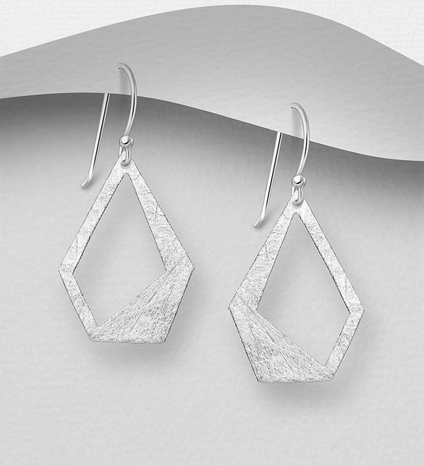 Sterling Silver Geometric Brushed-Finish Earrings