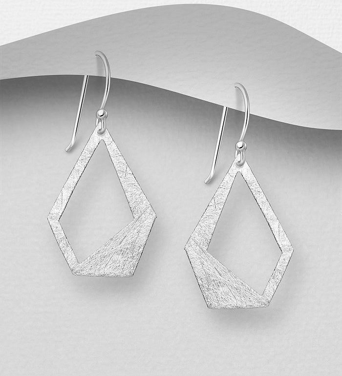 Sterling Silver Geometric Brushed-Finish Earrings