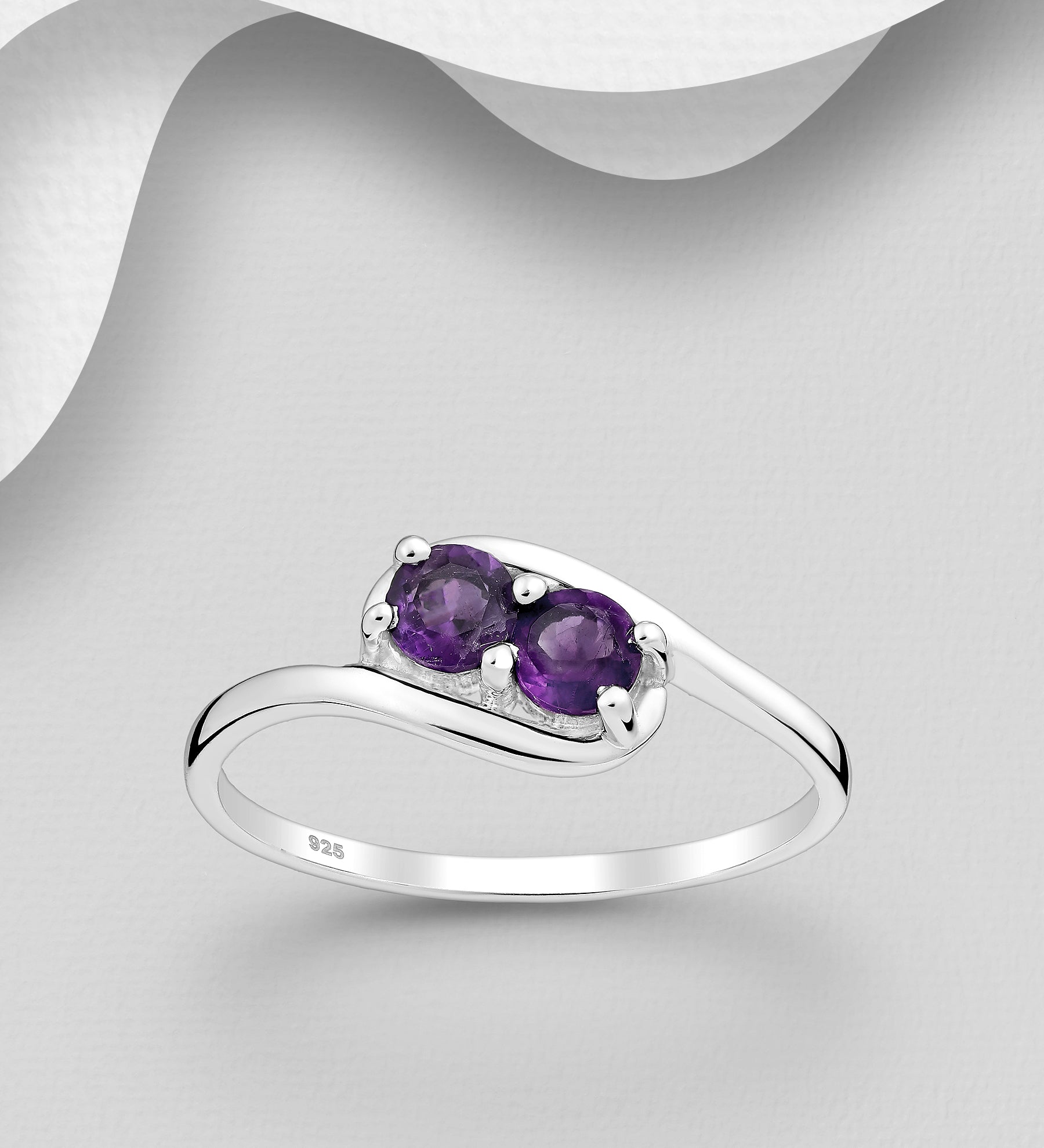 Bypass 2 Stone gemstone Ring