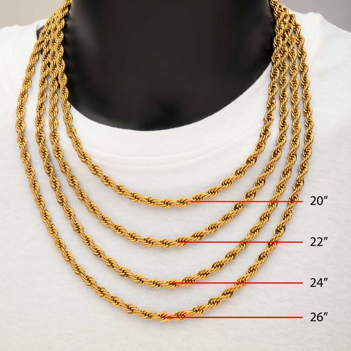 10K Yellow Gold 5MM 22" Gold Rope Chain