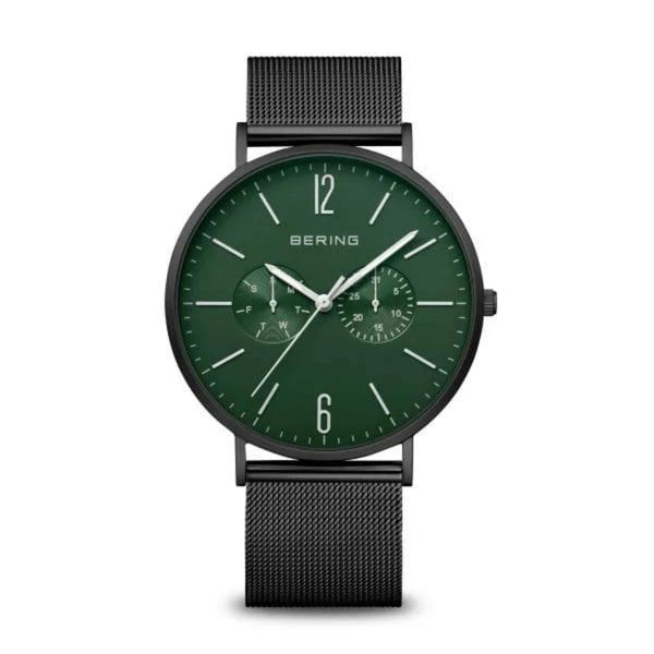 BERING Matte Black Green-Faced Classic Men's Watch