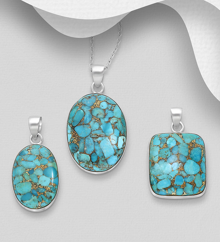 Sterling Silver Turquoise & Reconstructed Copper Pendant