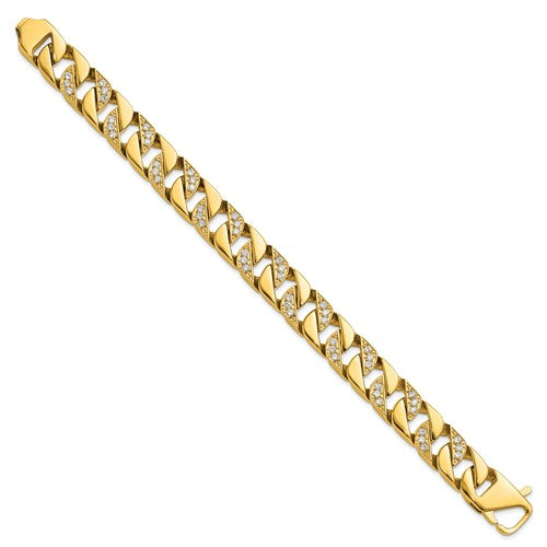 Polished Stainless Steel Cubic Zirconia Yellow Curb Link Bracelet