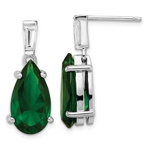Sterling Silver Emerald Drop Earrings