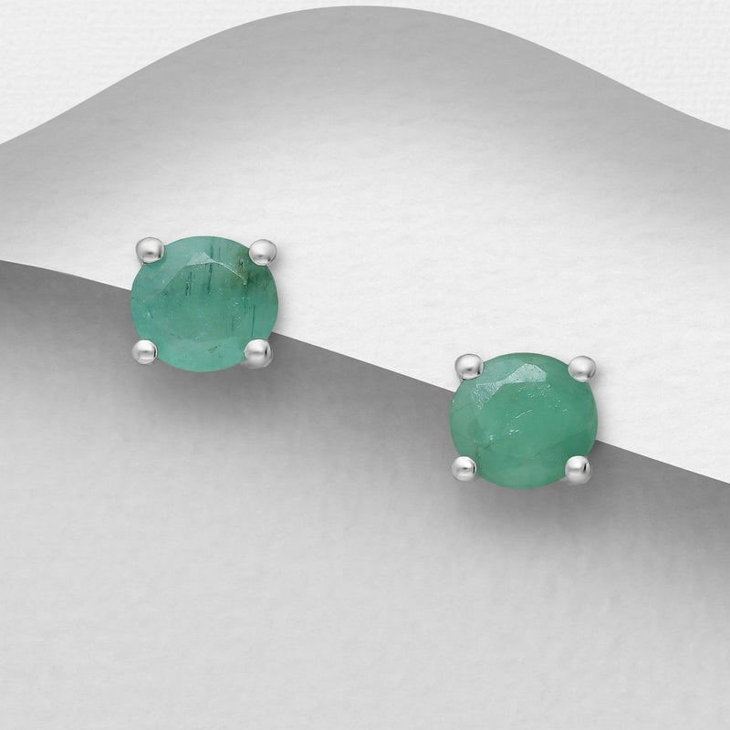 Sterling Silver Prong-Set Gemstone Earrings