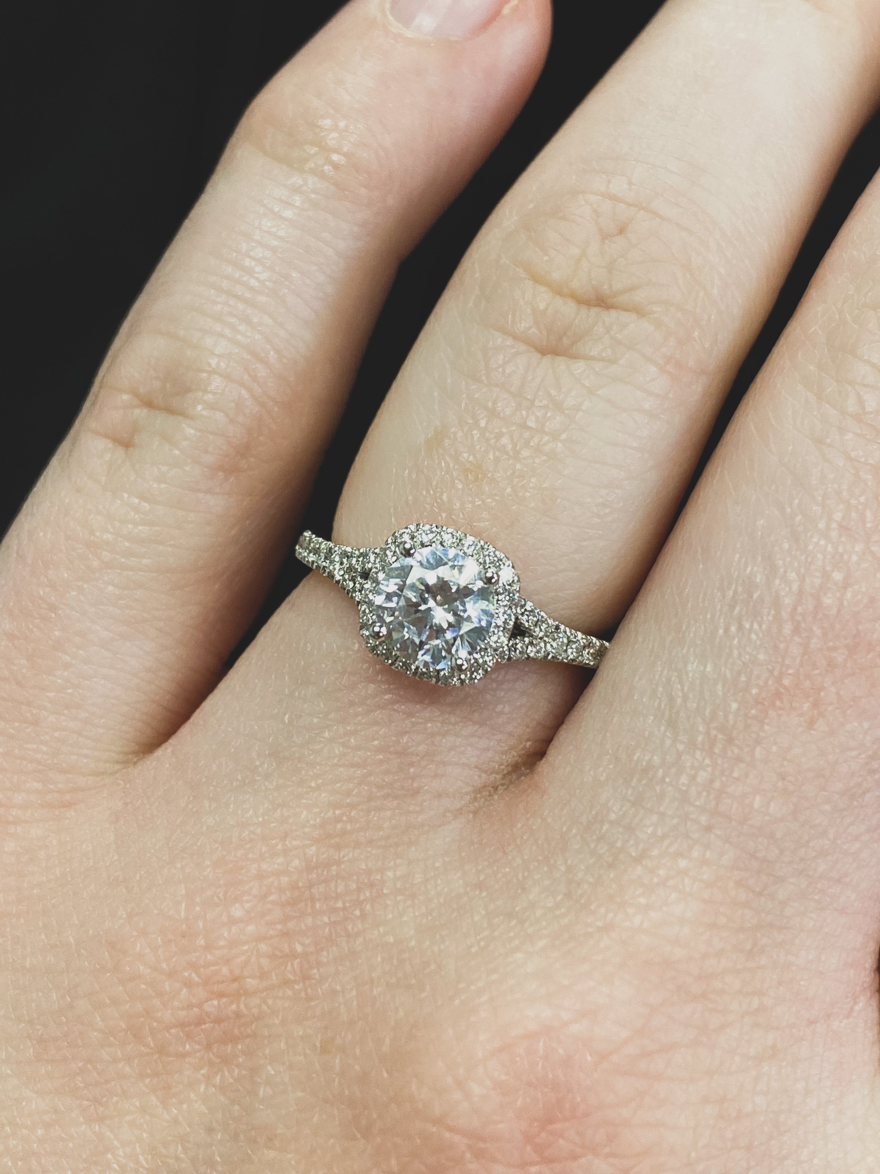14k White Gold Semi Mount Halo Engagement Ring