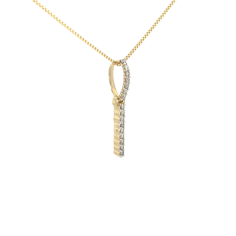 10K Yellow Gold 1/4CT. Vertical Diamond Bar Necklace