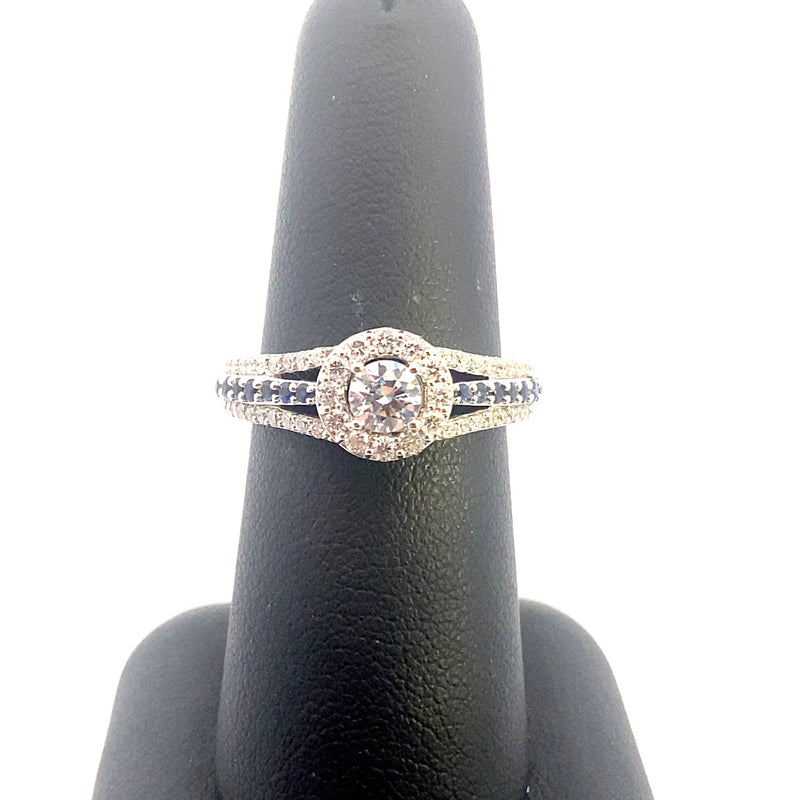 14K White Gold "WHITNEY" 3/4CT. Semi-Mount Diamond & Sapphire Engagement Ring