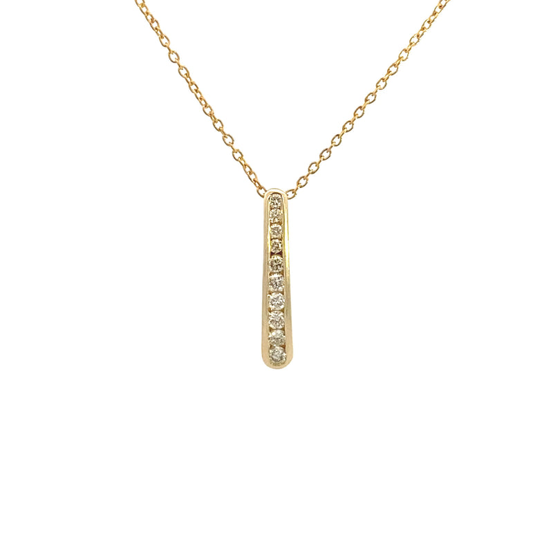 10K Yellow Gold 1/5CT. Channel-Set Bar Necklace
