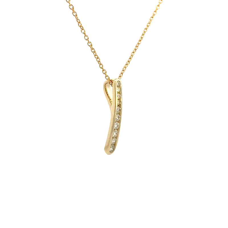 10K Yellow Gold 1/5CT. Channel-Set Bar Necklace