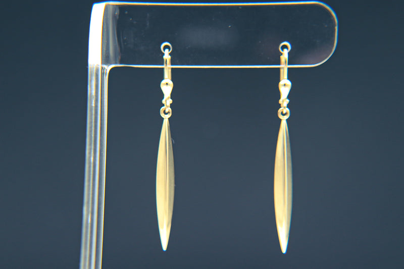 14K Yellow Gold Obelisk Dangle Earrings