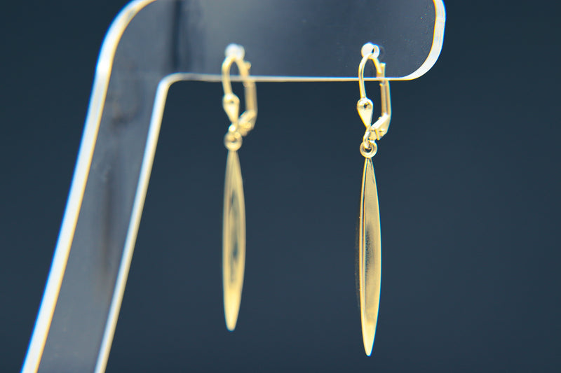 14K Yellow Gold Obelisk Dangle Earrings