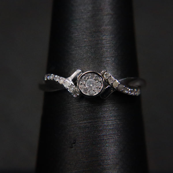 Sterling Silver 1/8CT. Diamond Promise Ring